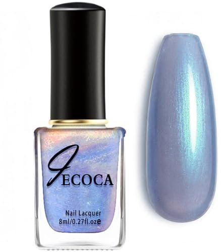 Blue Nail Varnish - Mermaid Nail Polish Quick Dry - Shimmer Aurora Pearl Nail Polish Blue - Air Fast Drying Pearlescent nail polish - Natural Color Nail Lacquer Nail Art Salon