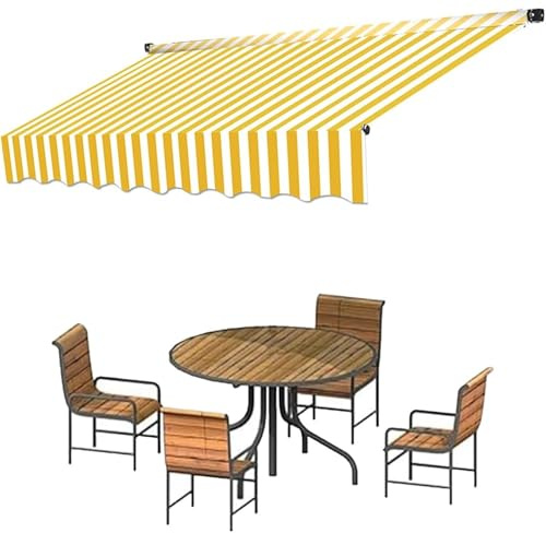Telo Di Ricambio Per Tenda Parasole Retrattile, Tessuto Di Ricambio Per Tenda A Braccio Da 3.5x2.5m In Poliestere, Copertura Per Tenda Da Sole Per Balcone Patio Terrazzo Esterno(Yellow,2.5x1.5m/8x5ft)