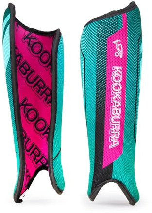 Kookaburra Marine/Pink Kookaburra Convert Shin Guards - Medium | PVC shell, foam lining & sublimated design. Lightweight protection for junior & club hockey players.