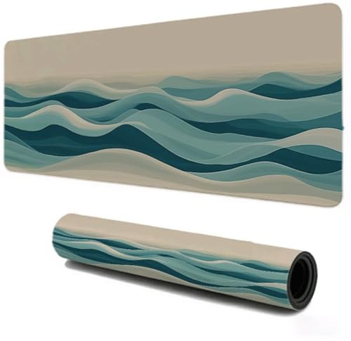 Alfombrilla Ratón Gaming 800x400, Mejora Velocidad y Precisión, Verde Ola del mar Mouse Pad Antideslizante, Alfombrillas Raton de Oficina y Casa, Accesorio Gaming para Ordenador Ratón Teclado S-317