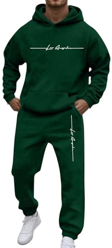 CEWIFO Completo Sportivo da Uomo Casual in Due Pezzi con Cappuccio, Maniche Raglan, Coulisse e Pantaloni in Pile Tuta Pantalone da Lavoro