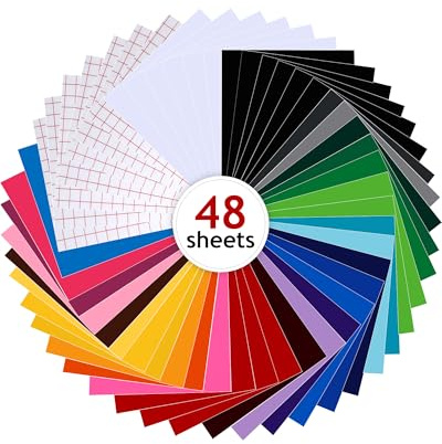 PaxCulina 48 pellicole in vinile plotter (30,5 x 21 cm), 27 colori permanenti, autoadesive, per vetro, ideali per fiori di treno auto, decorazione da parete, regali promozionali e personalizzazione