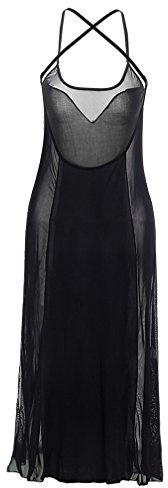 Boowohl Femmes Lingerie Nuisettes Bobydoll Pyjama Transparent Robe Noire Sexy Bretelles Licou Robe Clubwear,Grande Taille S-5XL (4XL)