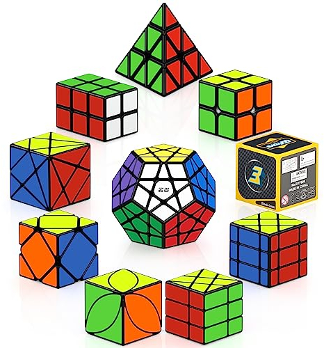 ROXENDA Zauberwürfel Set 2X2 3X3 2X3 Pyramide Dodekaeder Skew Axis Windmill Fisher Ivy Speed Würfel Set Sammlung Puzzles für Kinder und Erwachsene, [10er Pack]
