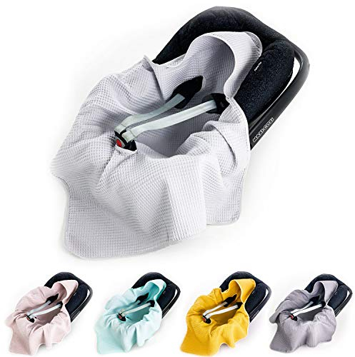 BABEES© Einschlagdecke Waffelstoff Baumwolle Waffelpiqué für Babyschale Autositz, Universal, Frühling Sommer Baby Decke für Kinderwagen Babytragen ohne Füllung leich