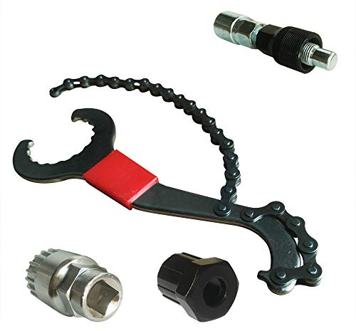 Pirhosigma Bike Chain Whip 3 in 1 Sprocket Remover Wrench Bicycle Chain Flywheel Rotor Lockring Cassette Freewheel Removal Bracket Remover Crank Remover Repair Tools Kit