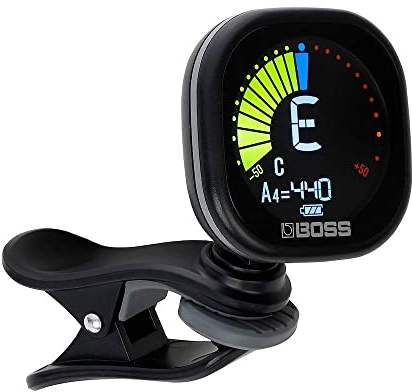 BOSS TU-05 wiederaufladbarer, chromatischer Clip-Tuner für Gitarre, Bass und Ukulele | Zuverlässiger und präziser Tuner mit Batteriebetrieb, großem, kontrastreichem Farbdisplay und BOSS Garantie