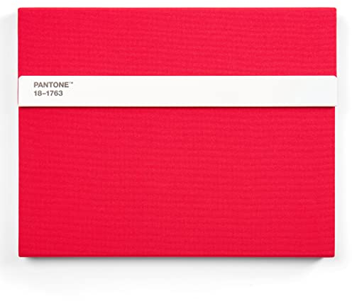 Pantone Notizbuch unliniert, mit Stift und Lineal, 160 Seiten, Außenbemaßung LxBxT 240 x 190 x 20 mm, Red 18-1763