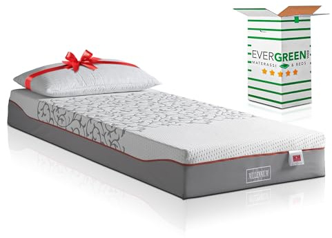 EVERGREENWEB Miglior Materasso Singolo 90x200 Alto 20 cm Memory Foam DISPOSITIVO MEDICO Ortopedico MASSAGGIANTE con Cuscino Letto GRATIS, Rivestimento SFODERABILE con Zip Lavabile Tessuto ANALLERGICO