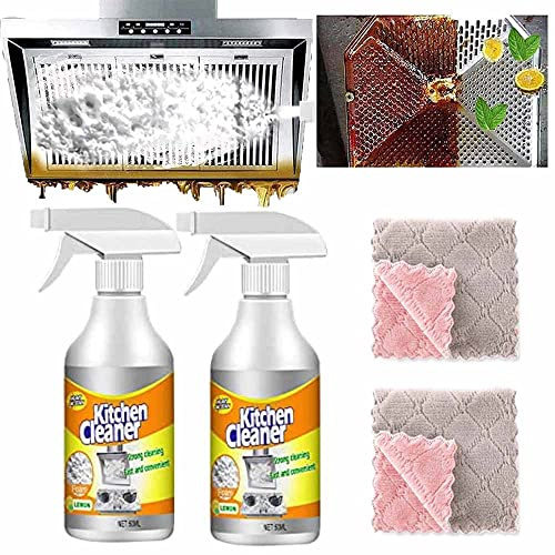 Hbk All Purpose Kitchen Cleaner,Easy Off Kitchen Degreaser,All-Purpose Foaming Heavy Oil Stain Cleaner,Rinse Free Heavy Duty Degreaser Cleaner For Stubborn Grease Grime (2PC)