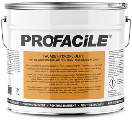 Peinture façade mat HydroPliolite PROFACILE, impression, finition, durable jusqu'a 10 ans 10 litres Jaune (RAL 075 80 50)