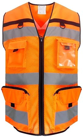Workwear World High Visibility Class 2 Ripstop Multi Pocket Tool Vest With Optional Breathable Mesh Fabric (Hi Vis Orange with Mesh, XL)
