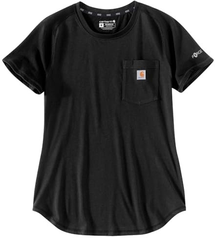 Carhartt Damen-T-Shirt, Übergröße, lockere Passform, mittelschwer, mit Taschen, Schwarz, X-Groß