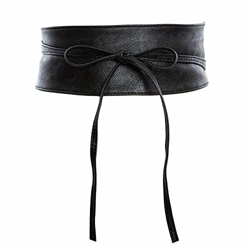 FrasiBags Cintura da Donna – Fusciacca a Vita Alta in Vera Pelle con Laccio – Fusciacca Donna Elegante in Pelle – Cintura a Fascia Larga per Abiti, Gonne e Vestiti (Nero)