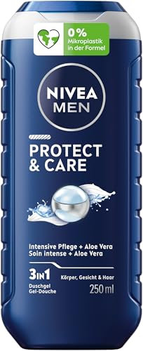 NIVEA MEN Protect & Care Duschgel, pH-hautneutrale Pflegedusche für Männer, pflegende Formel mit natürlichem Aloe Vera für Körper, Gesicht und Haar (250 ml)