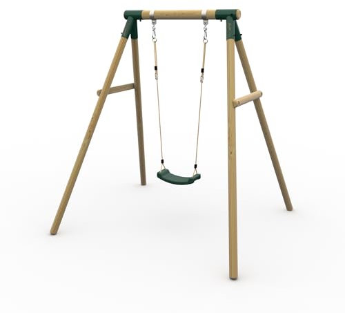 Plum Play Kids Outdoor Wooden Round Pole Swings with Ground Anchors Included - Suitable for up to 50kg per accessory - Up to 5 year Warranty (Single Green Bush Baby)