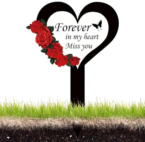 Decorazioni per tombe - commemorativa da giardino, picchetto cimiteriale in acrilico 2D | Marcatori di tomba a di cuore per giardini all'aperto, cortili, decorazioni cimiteriali, tributo