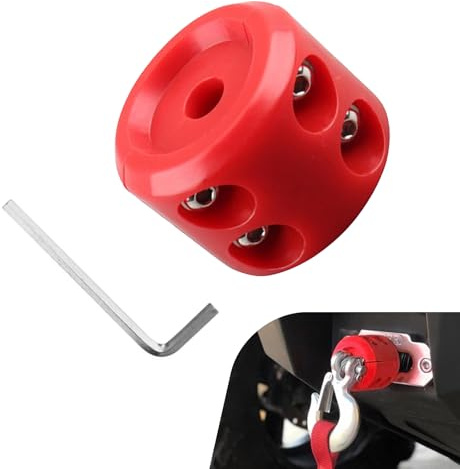Ferianl Winch Cable Hook Stopper, Rubber Winch Stopper for Wire & Synthetic Rope, with Stainless Steel Screws and Nuts Allen Wrench, Universal for ATV UTV Truck SUV (Red)