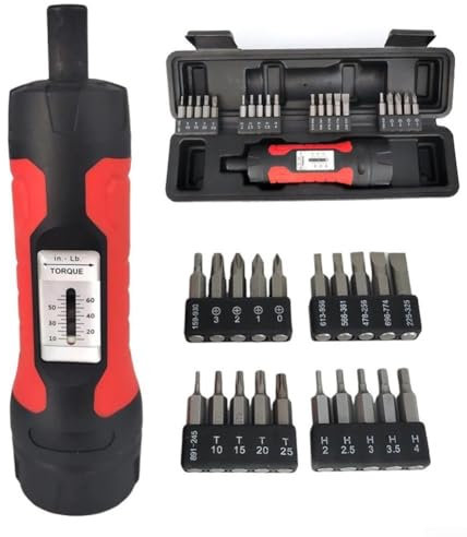 Lecreatekit Cacciavite dinamometrico manuale in acciaio al carbonio, 35,5 cm, con clic udibile per serraggio da 10 a 65 pollici (solo chiave)