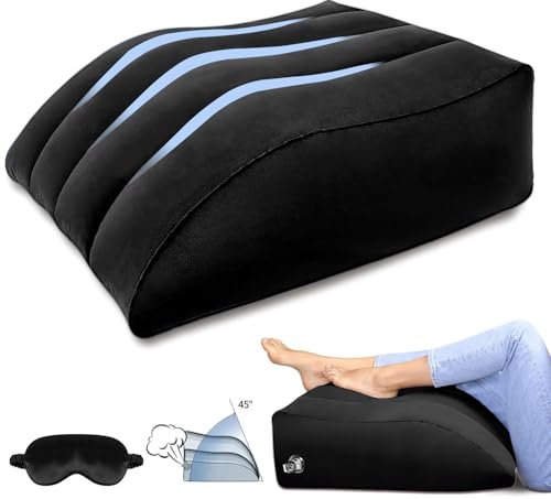 LuxoCare Juego de Cojines para piernas hinchables y Antifaz para Dormir, cojín de cuña para Dormir, Embarazo y recuperación quirúrgica, cojín venoso para aliviar la Carga 45°