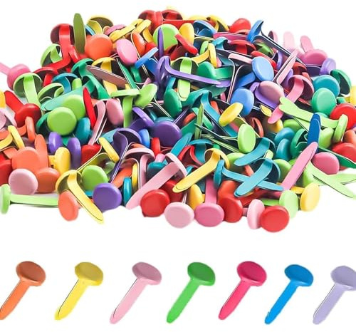 GQunit Pack of 300 Pattern Bag Clips Metal Round Head Clips 1.9 x 0.8 cm Mini Brads Lightweight and Reusable Craft Embellishments and DIY