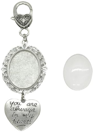ZGGAZCA Wedding Bouquet Photo Charms Locket for Bride Memorial Picture Charm Clip for Bridal Boquet Groom or Loved One Memory Pin Accessories to Attach to Flowers Walking Down the Aisle