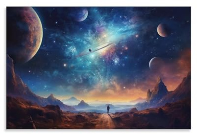 JHXNJDPOST Solar System Astronaut Poster Space Canvas Wall Art Aesthetic Decorative Painting Living Room Restaurants, Pool Halls And HotelsA 12x18inch(30x45cm)