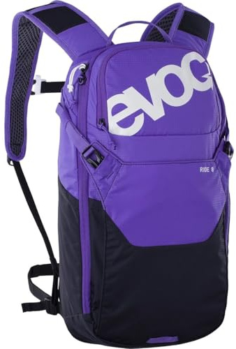 EVOC Ride 8 Hydration Backpack 8L with Ventilated Air Pad Back System, Adjustable Hip Belt, Internal Tool Organizer, Exterior Helmet Transport, Compatible with 3L Bladders, Light Durable N100/D Materi