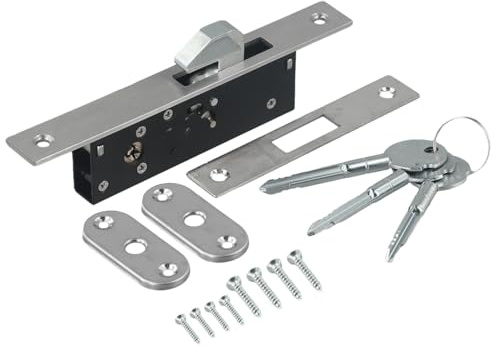 EasyByMall Cerradura antirrobo para puerta corredera con llaves cruzadas, cerrojo de seguridad para ventanas, furgonetas, cobertizos y herrajes para muebles