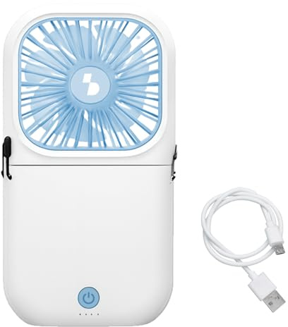 BEPER P206VEN411 Ventilador plegable mini recargable con Power Bank – Ventilador portátil USB-C con 3 velocidades, hasta 10 horas de autonomía y cordón para el cuello