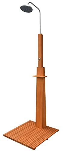 vidaXL Douche Extérieure Bois d'Eucalyptus et Acier Douche de Jardin Piscine