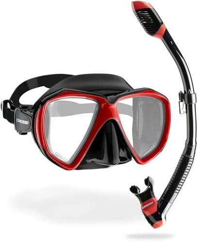 Cressi Ranger Schnorchelset - Schnorcheln Set mit Schnorchel und Taucherbrille, wasserdichte Tauchmaske Anti-Fog Anti-Leck aus Gehärtetem Glas, mit 3-Kanal Premium Dry Schnorchel für Erwachsene