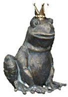 Steinfiguren Horn Wasserspeier Froschkönig, Bronze Frosch, Tierfigur für Garten & Teich