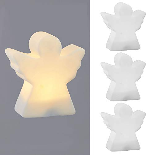 Cepewa LED Engel 3er Set Weihnachtsbeleuchtung warmweiße LEDs inkl. 3x Knopfzellen Weihnachtsdekoration in 3 Varianten Stern, Baum, Engel Weihnachtsleuchten aus Vinyl (3 x LED Engel)