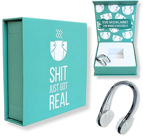 LILEJO Nasenklammer zum Windeln wechseln - werdender Papa Geschenk für Babyparty, Gender Reveal und Babypinkeln - lustiges Babygeschenk für werdende Väter und Mütter zur Geburt