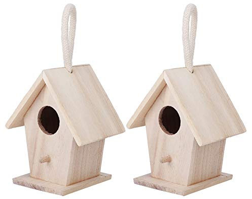 Casa para pájaros de madera colgante sin ensamblar para jardín patio Suitable for loros guacamayos periquitos cacatúas pinzones canarios conure Adecuado para exteriores decoración jardín ideal para