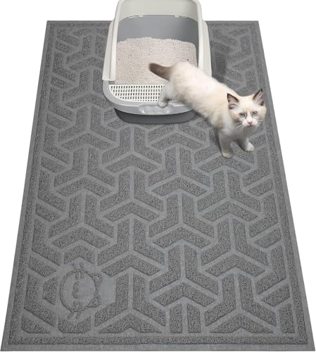 UPSKY Cat Litter Mat, Litter Trapping Mat Soft on Kitty Paws, Large Litter Box Mat 35 x 24 Scatter Control for Indoor Cats Waterproof and Extra Large Pretty Litters Carpet