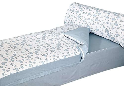 Montse Interiors, S.L. Saco nórdico Cuna o maxicuna + Relleno (Cama de Maxi Cuna de 70x140, Moon Azul)