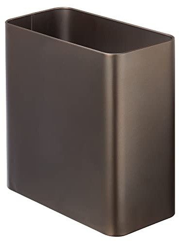mDesign rechteckiger Mülleimer – kompakter Abfalleimer für Bad, Büro und Küche mit ausreichend Platz für den Müll – Papierkorb aus Metall – bronzefarben