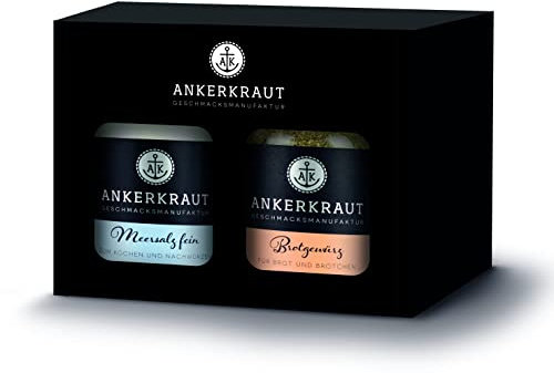 Ankerkraut Einzugsgeschenk 2er-Box, Geschenk zum Einzug aus Brotgewürz und Meersalz fein, im Korkenglas