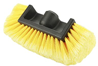 QWORK 10in Car Wash Brush Head with Soft Bristle, for Cleaning Decks, Trucks, Car, RV, Boats, Home Siding, Camper, Yellow