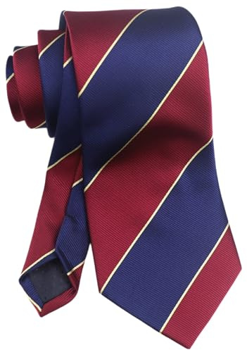 Rosiika Men's Kid Narrow Stripe Dress British Silk Oxford Ties Navy Blue Burgundy Red Yellow Autumn Winter Formal Neckties