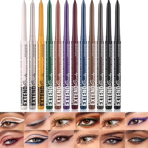 Eyeliner-Set, matt schimmernder Stift, einziehbarer Creme-Eyeliner, hochpigmentiert, schnell trocknend, wasser- und schmierfest, schafft mutige und definierte Linien (#ALLE)