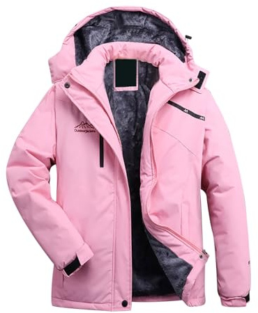 HAOLEI Giacca da Sci Impermeabile Donna Montagna Giacche Pile Invernale Antivento Cappotto con Cappuccio Giacche Softshell da Escursionismo da Donna Giacca Antivento Giacche Sportive e Tecniche
