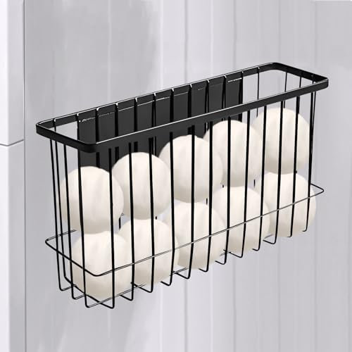 10 XL Large Magnetic Dryer Ball Holder for Laundry Room Dryer Ball Organization, Magnetic Lint Bin for Laundry Room Wool Dryer Ball Organizer, Iron Dryer Ball Container for Laundry Room Storage（Black）