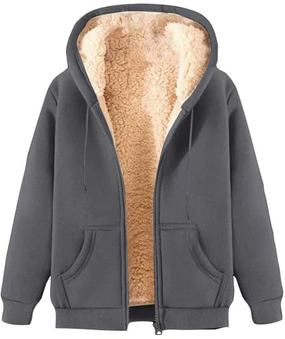 Vestes en polaire pour homme avec doublure sherpa - Sweat à capuche épais et lourd avec fermeture éclair - Manteau d'hiver chaud avec capuche et poches/Taille UK/Livraison sous 7 jours', gris foncé