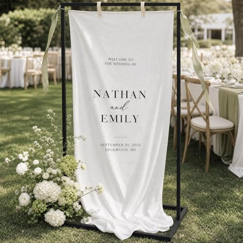 Elegant Wedding Welcome Sign Stand - Sturdy Black Metal Easel Holder