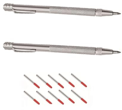 DtgEcd 12 Piece Set Scribe Tool, Scriber, Aluminium Magnet Carbide Scriber Tool Etching Pen With Clip, Metal Engraving Pen For Glass/Ceramics/Hardened Steel/Metal Sheet