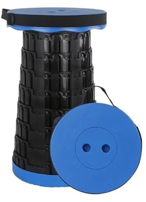 ZR Solutions Adjustable Telescopic Folding Stool – Portable Collapsible Camping & Outdoor Seat, Lightweight Travel Stool (Heavy‑Duty Load Capacity) (Blue)