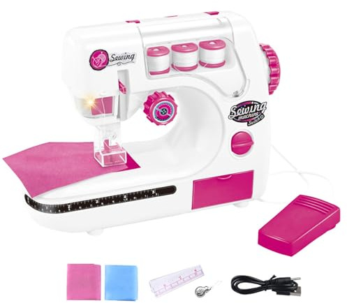 Asukohu Machine à coudre électrique pour enfants Jeux de rôle réalistes Construction en plastique sûr Portable Expérience d'apprentissage Machine à coudre électrique sûre en plastique